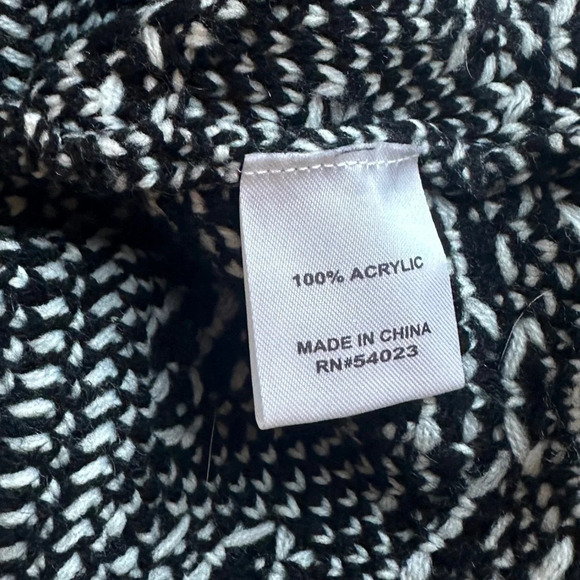 Vintage Piperlime Jacquard Knit Lace-Up Neck Sweater Black/White Women’s Small - Picture 4 of 4